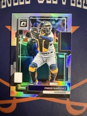 2022 Panini Donruss Optic Omar Narvaez Holo Prizm Parallel #124 Milwaukee Brewer - Image 1 of 3