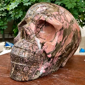 Calavera energética de cuarzo rodonita natural de 188,4 lb cristal tallado a mano reiki - Imagen 1 de 5
