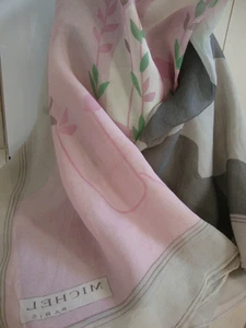 MICHEL PARIS RARE AMAZING DELICATE COLORS 100% SILK VEIL SCARF HAND ROLLED - Picture 1 of 8