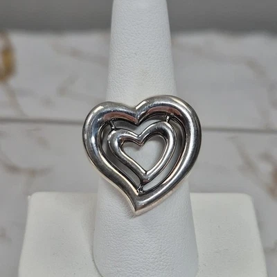 Anillo corazón plata esterlina 925 con cordón de guijarros Barry 2008 KC Studio talla 8 Foto 1 de 4