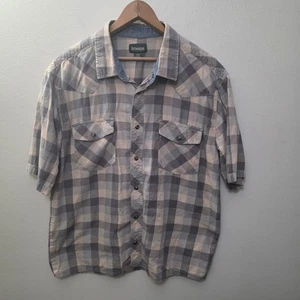 Outdoor Life Men's Blue and Cream Plaid Shirt Pearl Snap Button Up Size XL - Picture 1 of 11