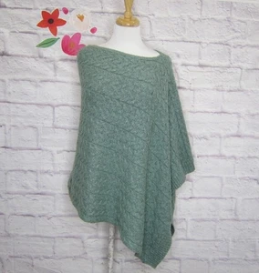 J. JILL Poncho Soft & Cozy Cable Knit Asymmetrical Juniper Green One Size - Picture 1 of 7