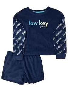 Justice Girls Navy Dark Blue Low Key Pajamas Lounge Shorts Sleep Set - Picture 1 of 1