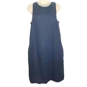 Tommy Bahama Two Palms Sleeveless Ocean Deep Blue Lined Linen Dress Small Petite - Picture 1 of 15