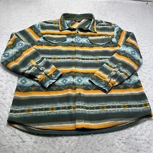 Eddie Bauer Fairisle Fleece Long Sleeve Button Shirt Yellow Green Mens Size XL - Picture 1 of 13