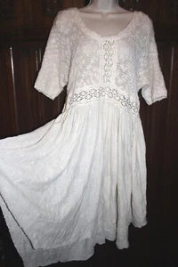 Free People Boho Kleid Elfenbein Spitzenstrick übergroß S/M könnte passen L passender - Bild 1 von 6