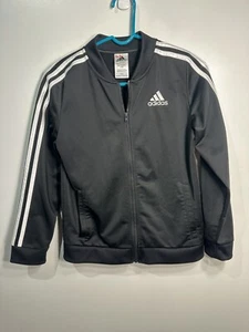 adidas boys black zip up jacket size XL extra large 16 - Picture 1 of 6