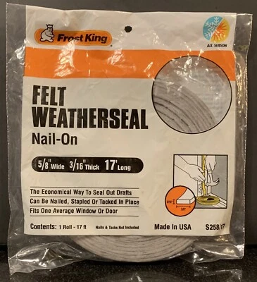 Frost King S258/17H Felt Weatherstrip 3/16 Thick in. x 17 L ft. for Door/Window - Image 1 of 2