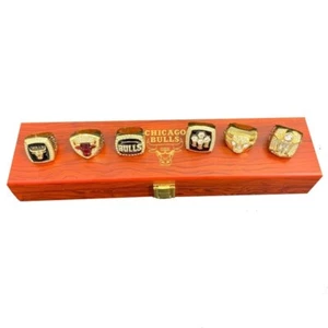 Michael Jordan Chicago Bulls Championship Ring 6 Piece Timber Box Display Set - Picture 1 of 1
