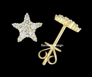 Beautiful Star Diamond 925 Sterling Silver Studd Earring,Handmade Jewelry,Gift - Picture 1 of 2