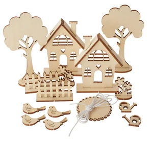 Kit de madera encaje de madera "casas de jardín" 29 piezas pájaro casa manualidades - Imagen 1 de 3