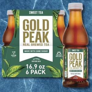 Gold Peak Sweetened Black Iced Tea Drink 16.9 fl oz 6 Pack - Picture 1 of 13