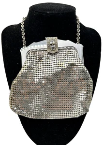 Whiting and Davis Damen Clutch Silber Netz Abendtasche Handtasche Mini Cocktail - Bild 1 von 17