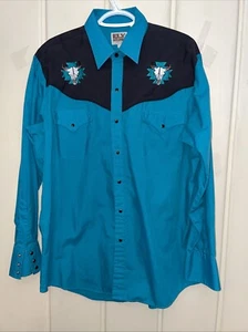 Ely Cattleman Western Shirt Southwest Cowboycore Ranch Men’s  Size L embroidere - Picture 1 of 4
