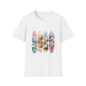 Tropical Vibes Unisex T-Shirt, Summer Fashion, Beachwear, Vacation Style, Casual - Picture 1 of 24