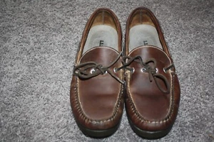 LL Bean Boat Shoes Mens 10 D Leather Slip On Loafer Brown - Picture 1 of 7