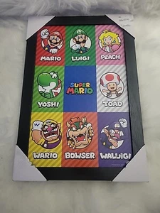 Super Mario Brothers Wooden Frame Wall Art Video Game Room Decor - Picture 1 of 2