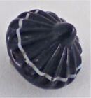 Antique Black Glass Button Charmstring Swirlback White Overlay