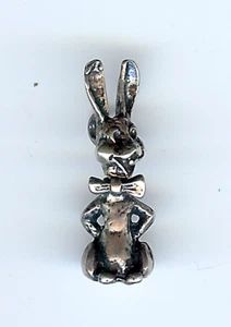 VINTAGE 3D-DIMENSIONALER BEWEGLICHER KOPF STERLINGSILBER HASE CHARM - Bild 1 von 4