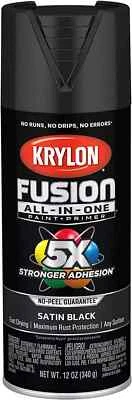 Pintura en aerosol todo en uno Krylon Fusion, negro satinado 12 onzas K02732007 envío gratuito Foto 1 de 4