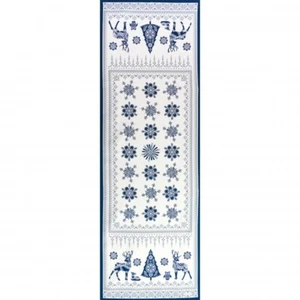 Beauvillé, Balade en Hiver, Ivory & Blue Luxury French Christmas Table Runner - Picture 1 of 3