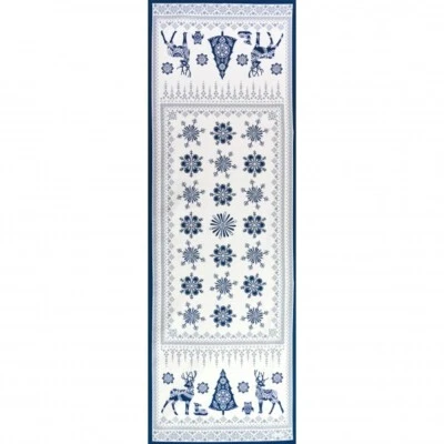 Beauvillé, Balade en Hiver, Ivory & Blue Luxury French Christmas Table Runner - Image 1 of 3