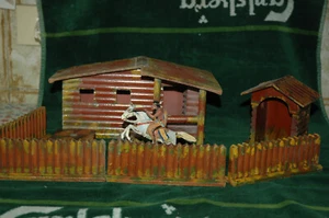ELASTOLIN HAUSSER GERMANY 1947 NO CONFALONIERI CASA TRAPPER IN LEGNO MASSICCIO - Foto 1 di 7