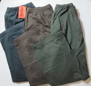 Cotton Knit Pull On Pants Elastic Waist Pockets Black Brown Plus 0X 1X 2X 3X 4X - Picture 1 of 20