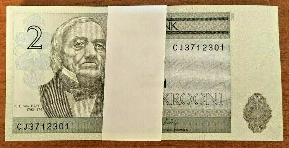 ESTONIA 2 KROONI P-85 2007 x 100 Pcs Lot TARTU UNIVERSITY EURO UNC BUNDLE NOTE - Image 1 of 4
