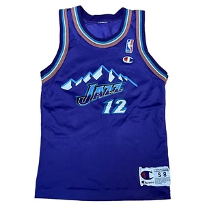 Vintage Utah Jazz John Stockton Champion Jersey Kids Small 8 Nba Basketball - Picture 1 of 2