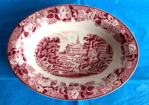 Vintage Enoch Woods, Wood ware English scenery Red Oval 10”× 7" Serving Bowl . - Picture 1 of 7