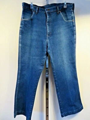 Jeans Vintage Años 80 Azul Western Liso Denim Rancho Vaquero Grunge Boho 36 x 26 Foto 1 de 4