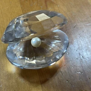 Vetro cristallo ostrica perla decorazione statuetta - Foto 1 di 11