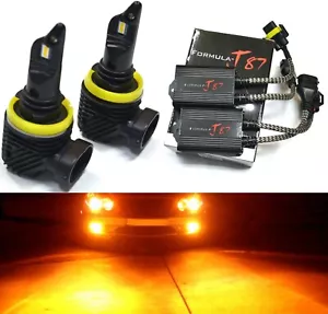 LED M10 Canceler H11 Amber Two Bulbs Fog Light Replacement Upgrade Stock Lamp OE - Picture 1 of 12