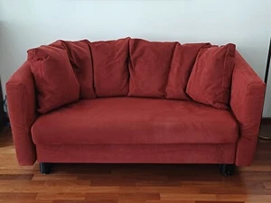 Rotes Sofa Designer 2er Couch ausziehbar Modern Klassiker Abholung Klagenfurt - Bild 1 von 3