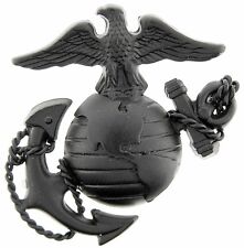 Marine Corps E3 Left Global Subdued Black Emblem Cap USMC Lapel / Hat Pin 1-3/4"