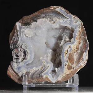 Well Formed Open Geode Half Blue Druzy Quartz Dugway Crystal Mineral Stone Rock - Picture 1 of 6