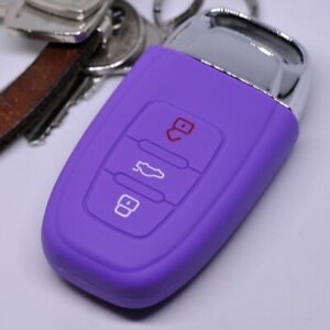 Auto Schlüssel Silikon Schutz Hülle Lila für Audi A5 S5 A4 S4 Q3 Q5 A6 S6 R8 TT
