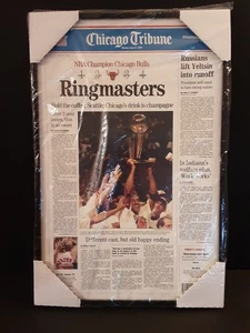 Neue 1996 Chicago Tribune gerahmte Chicago Bulls Überschrift "Ringmasters!" 6/17/96 - Bild 1 von 7