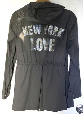 Soho New York Co Street Gris Sudadera con Capucha Cremallera Chaqueta Lentejuelas "New York Love" Talla M Foto 1 de 4