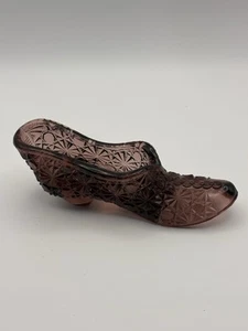 Zapato Vintage Amatista Margarita y Botón Arte Vidrio Púrpura LE Smith - Imagen 1 de 6