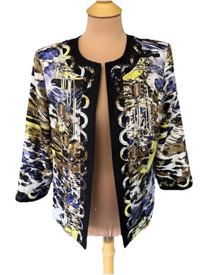 Chico’s Women’s Animal Print Art To Wear Blazer Jacket Size 1 Multi Color Medium - Image 1 of 4