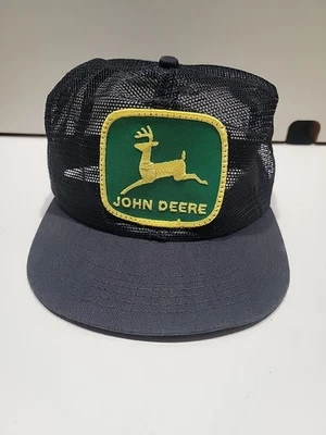 复古约翰迪尔平沿帽卡车司机帽子黑色全网 K 产品美国制造罕见 — 第 1/4 张图片