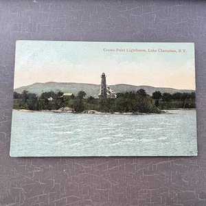 LIGHTHOUSE POSTCARD Crown Point Lighthouse Lake Champlain NY Valentine & Sons - Picture 1 of 4