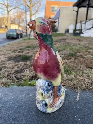 Maravillosa porcelana pintura pájaro antiguo  Foto 1 de 4