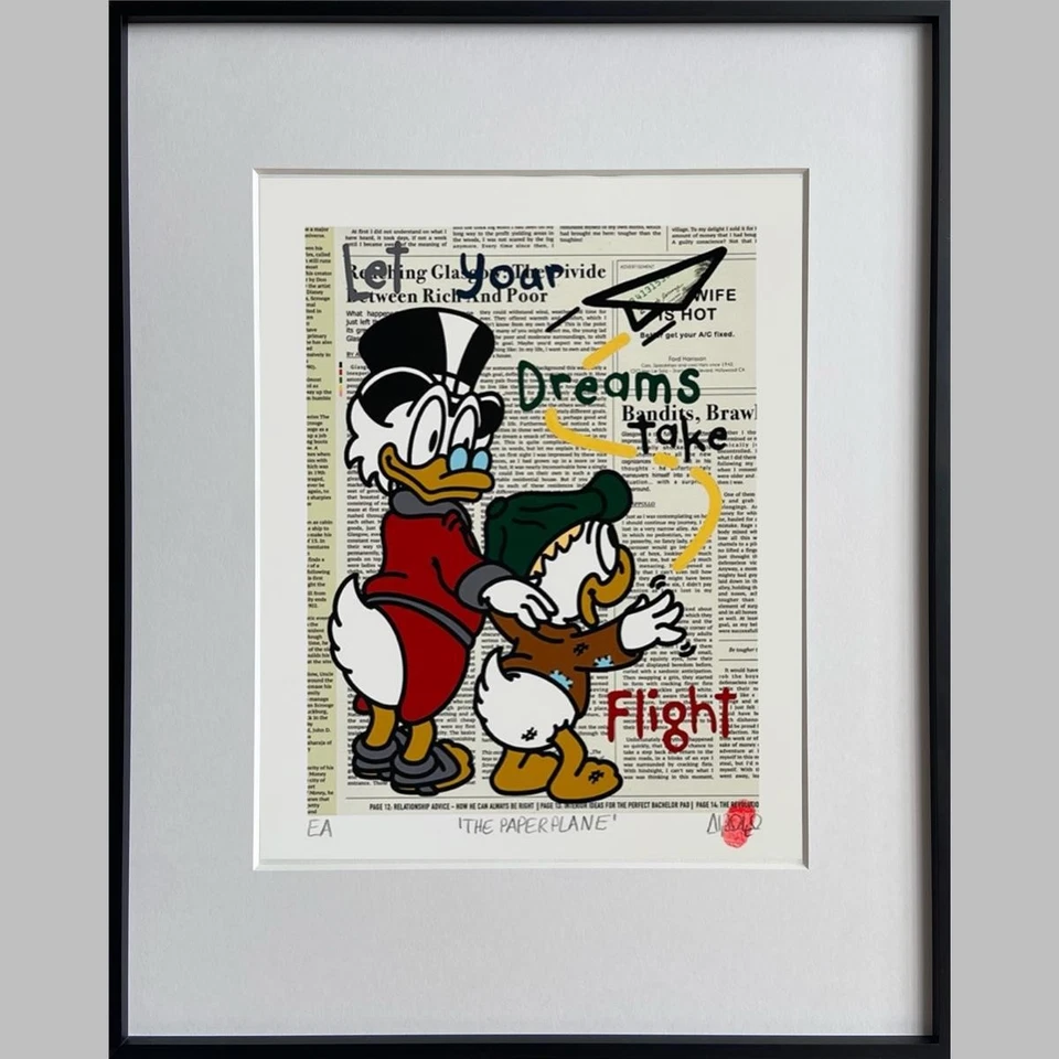 Appollo The Paperplane Giclée auf Papier gerahmt 42 x 52 cm Dagobert Duck - Bild 1 von 1