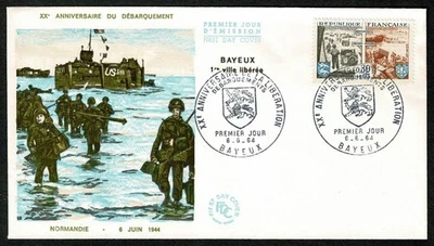 FRANCE 1964 FDC 20th anniversary of the landing in Normandy  SG72R - Image 1 of 2
