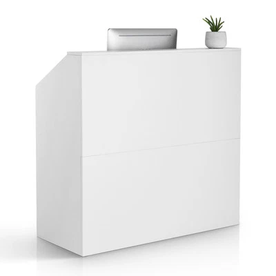VEVOR Reception Desk Rectangular Front Counter Table 46.46 in White Office Table - Image 1 of 4