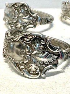 ROGERS BROS 1847 XS TRIPLE Silver Plated Napkin Rings Spoon Vintage Set of 8 - Picture 1 of 12