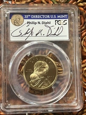 2006-S Sacagawea Native Dollar PCGS PR70DCAM – Philip N. Diehl Signed Label - Image 1 of 4